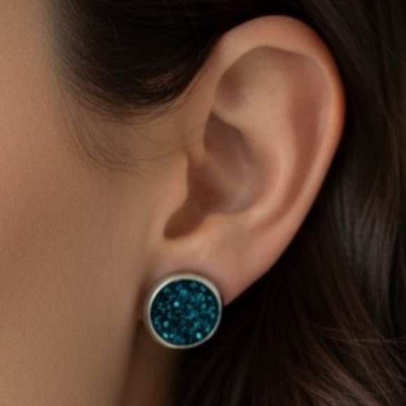 NWT Blue Druzy Surgical Steel Stud Earrings – 8mm, Hypoallergenic - Picture 3 of 10